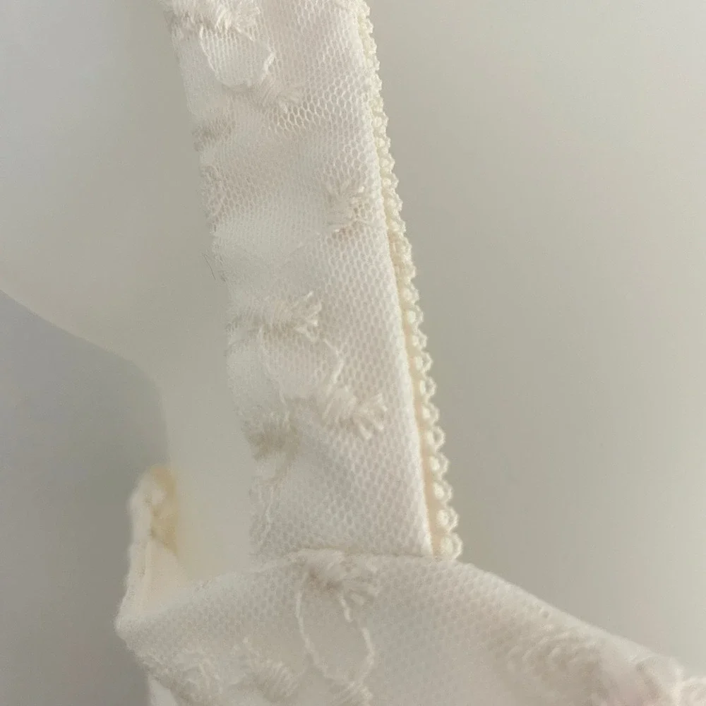 Thirty/Thirty LA Womens Lace Corset Crop Top Off White S Small New Floral
